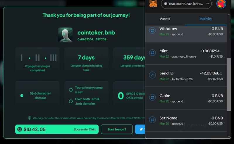 Личный опыт: дроп за web3-домены bnb, arb, eth от проекта «Space ID»