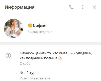 О проекте “София | криптовалюты | заработок” в Telegram, отзывы о заработке крипты