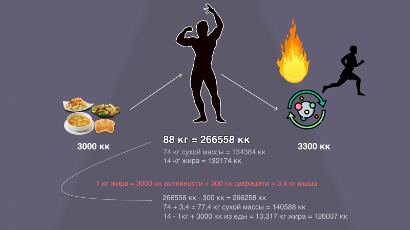 
                    Можно ли стать толще в дефиците энергии или стройнее в профиците? И почему картинка на постере — полный бред?            